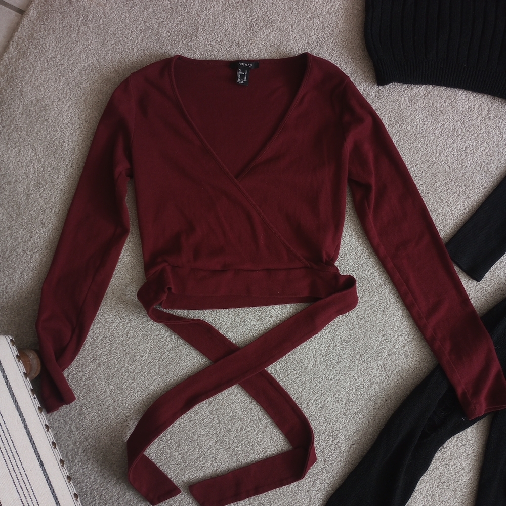 Wrap-Style Burgundy Top